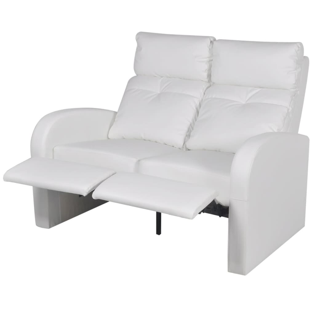 vidaXL Rozkładane fotele kinowe dla 2 osób, eko-skóra, białe