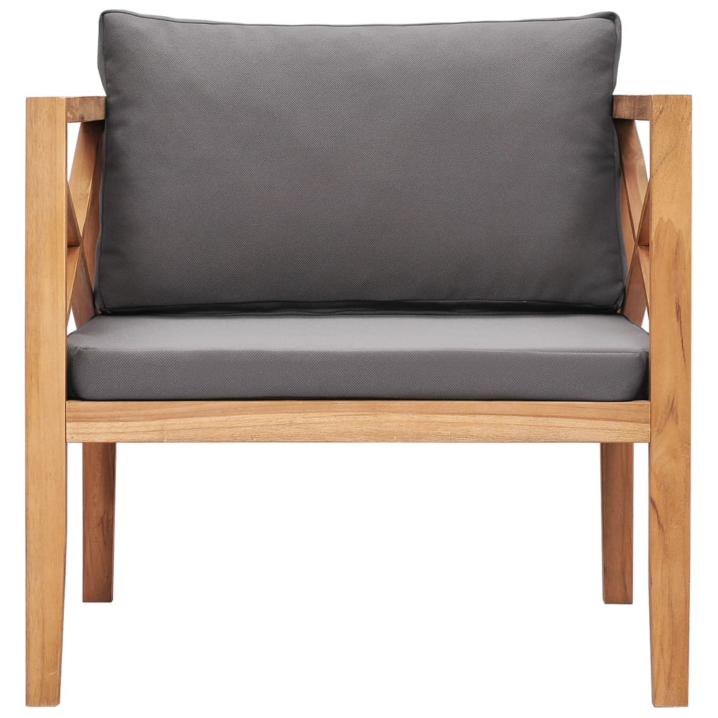 vidaXL Krzesło ogrodowe z ciemnoszarymi poduszkami, lite drewno tekowe