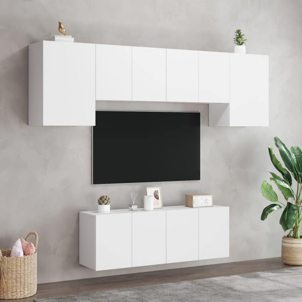 vidaXL 6-częściowy zestaw mebli TV, biały, materiał drewnopochodny