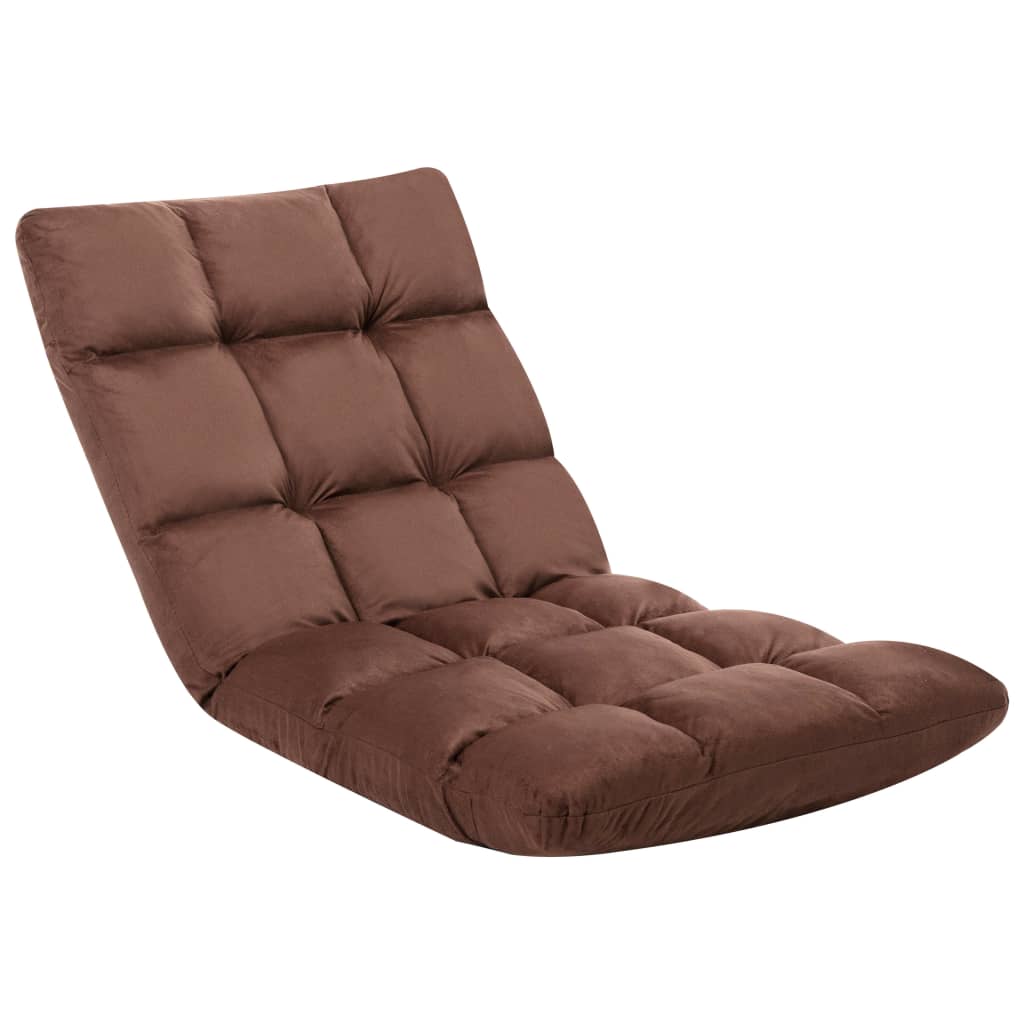 vidaXL Składane krzesło podłogowe, brązowe, mikrofibra