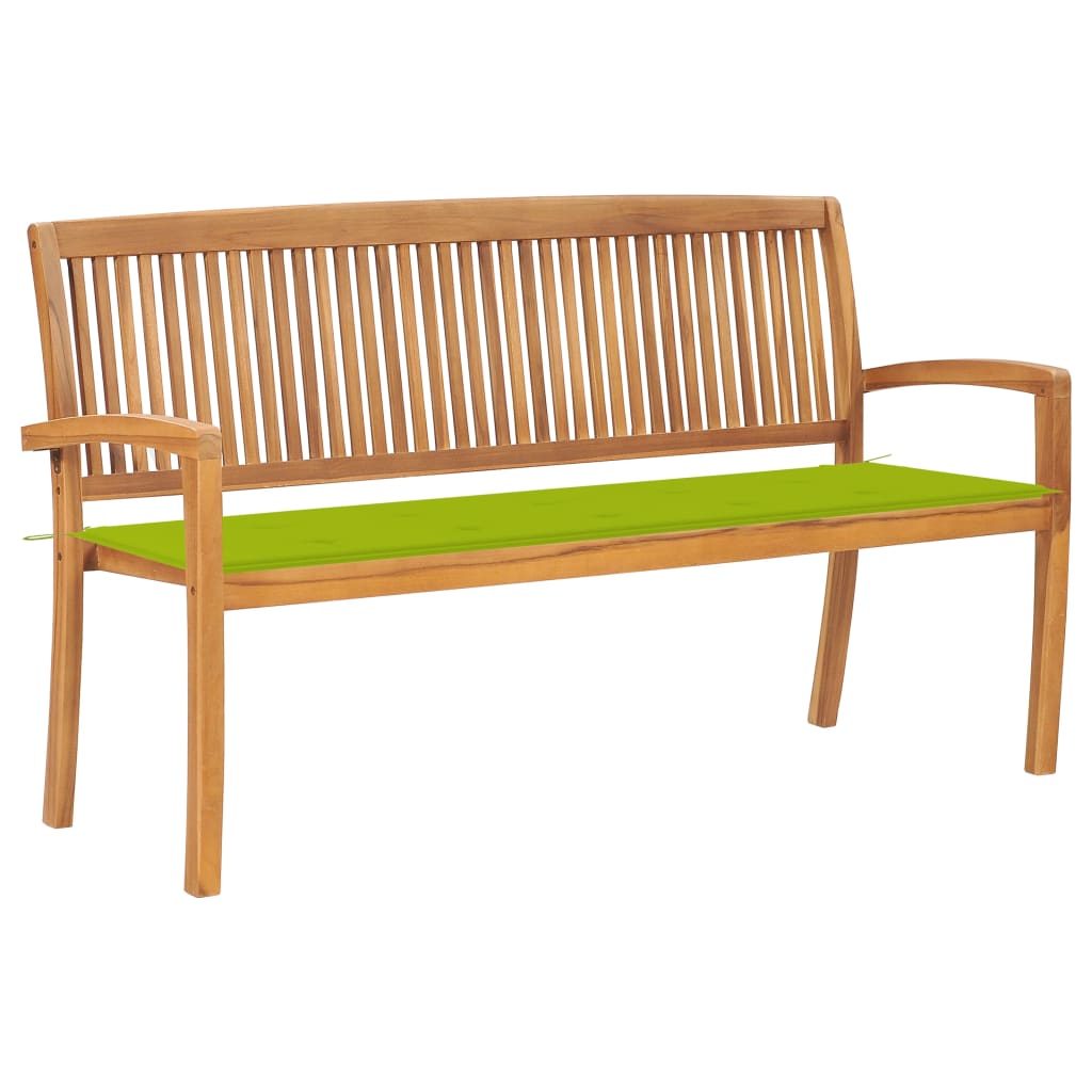 vidaXL Sztaplowana ławka ogrodowa z poduszką, 159 cm, drewno tekowe