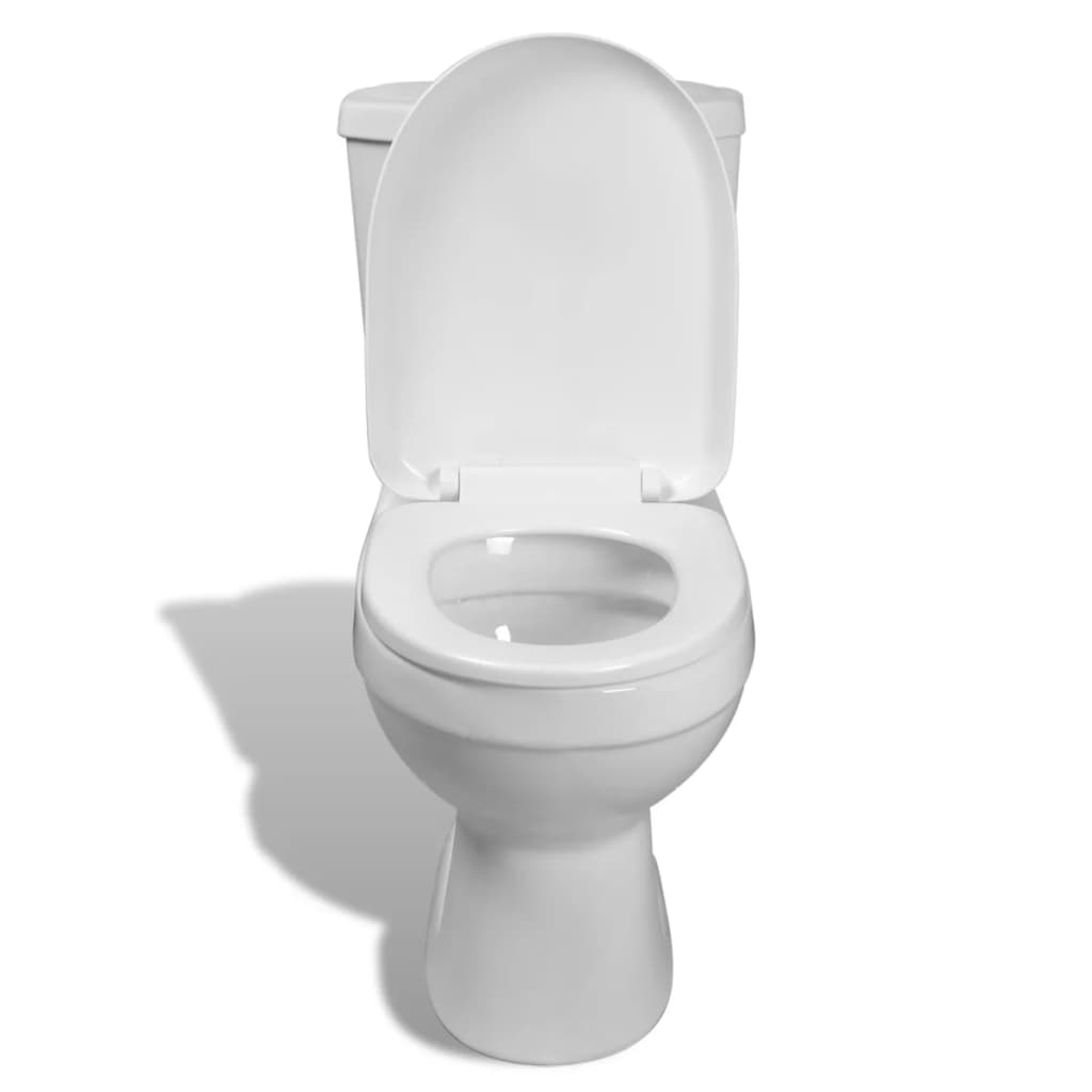 vidaXL Toaleta ze spłuczką, biała ceramika