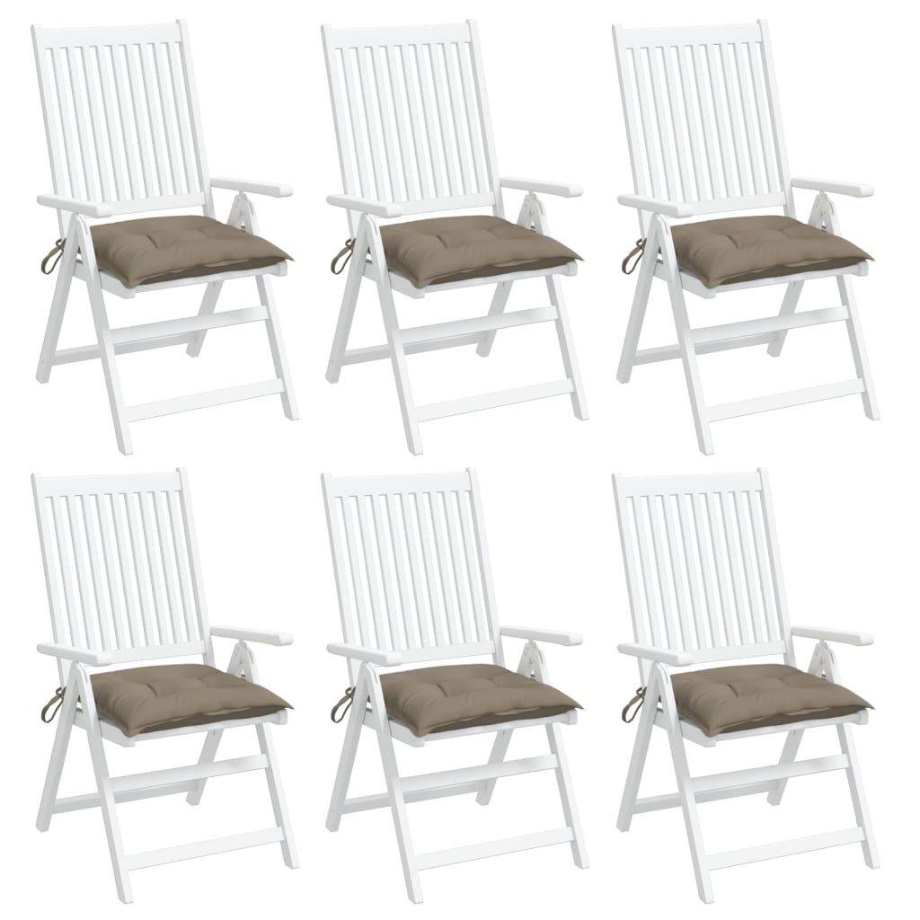 vidaXL Poduszki na krzesła, 6 szt., taupe, 40x40x7 cm, tkanina
