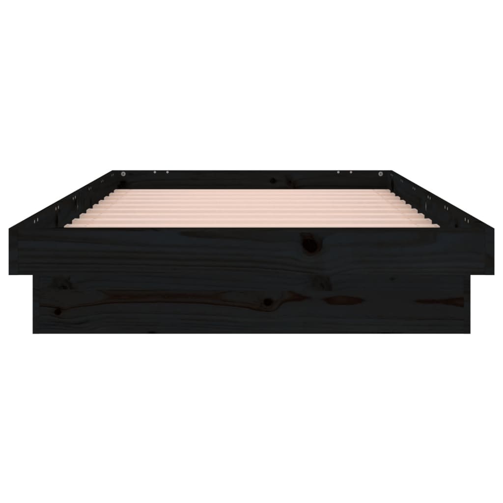 vidaXL Rama łóżka z LED, czarna, 90x190 cm, pojedyncza, lite drewno
