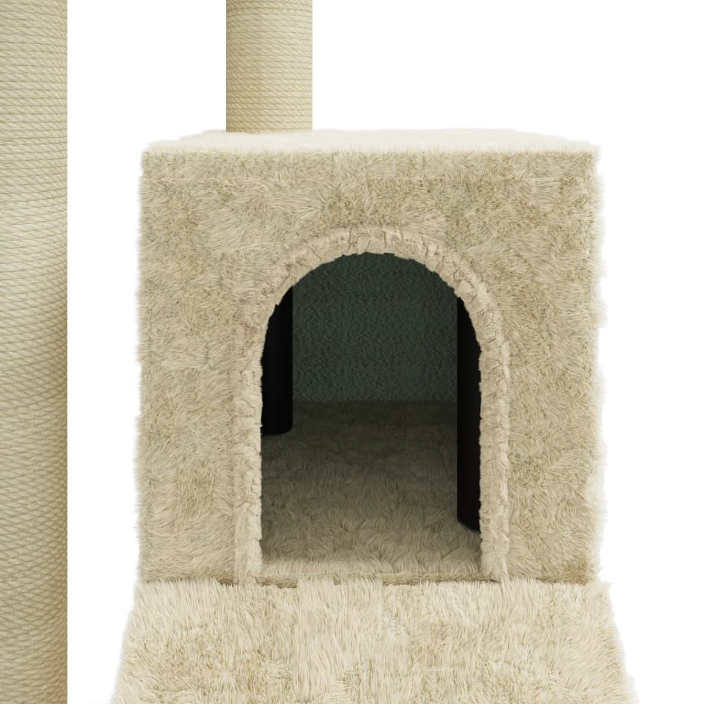 vidaXL Drapak dla kota ze słupkami sizalowymi, kremowy, 92 cm