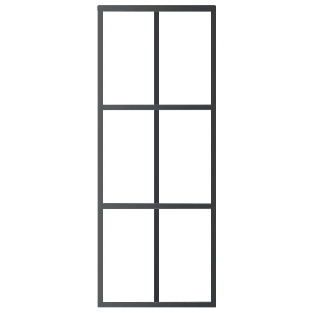 vidaXL Drzwi przesuwne, szkło ESG i aluminium, 76x205 cm, czarne