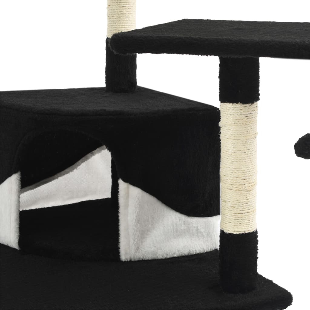 vidaXL Drapak dla kota z sizalowymi słupkami, 203 cm, czarno-biały