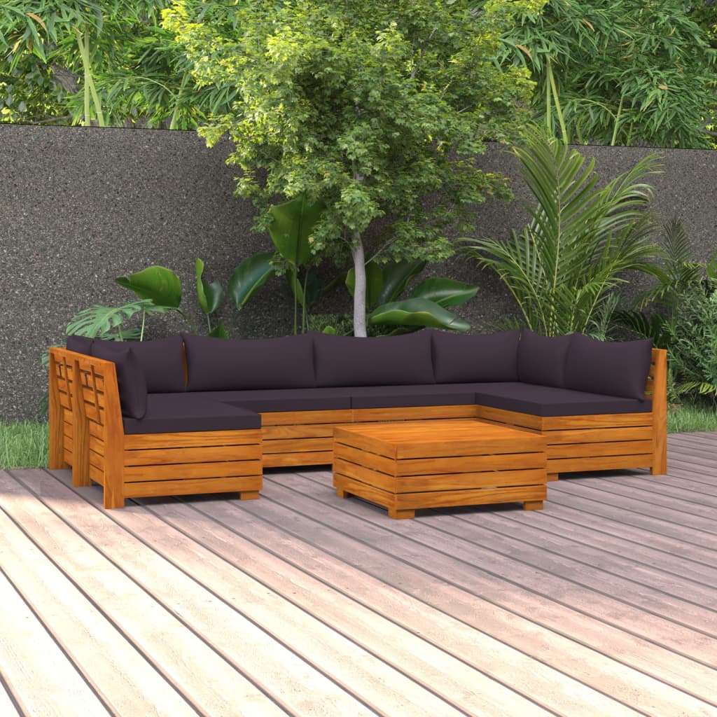 vidaXL 7-cz. zestaw wypoczynkowy do ogrodu, z poduszkami, lita akacja