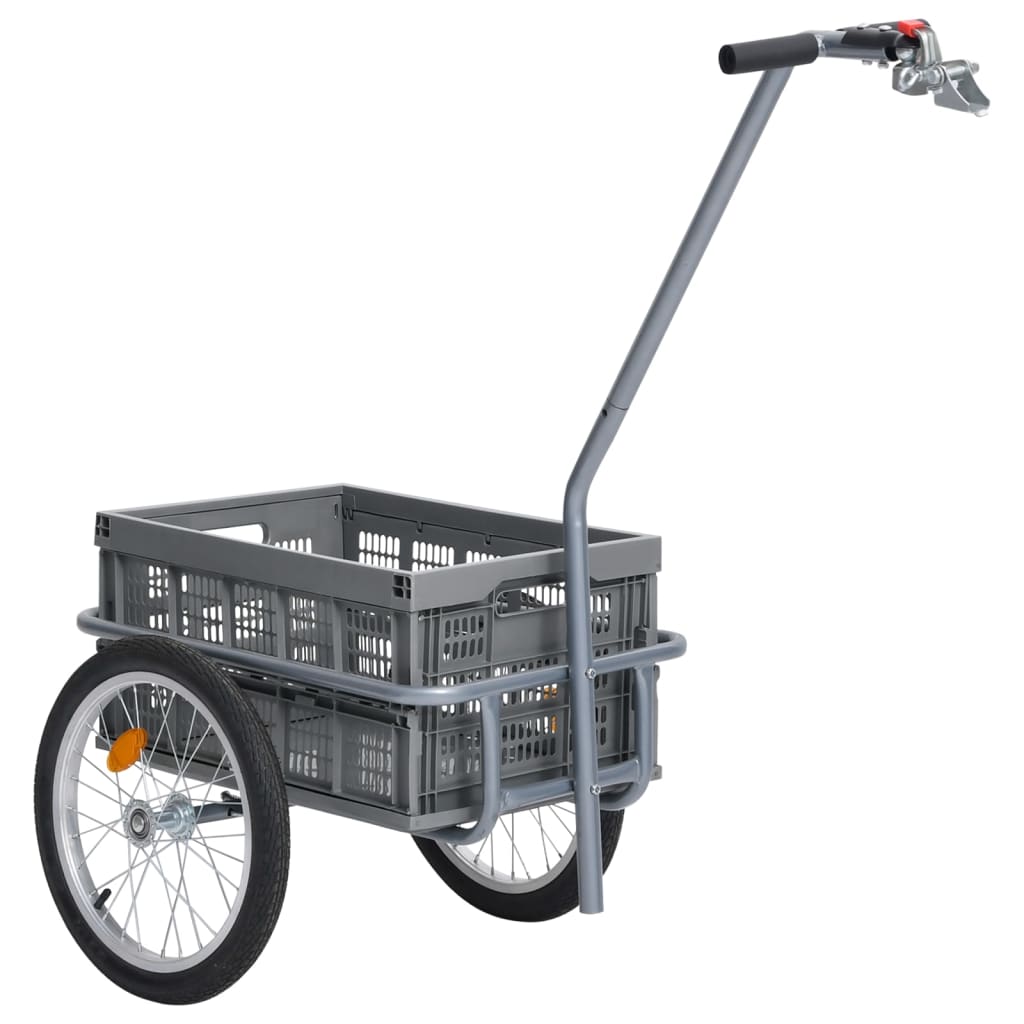 vidaXL Transportowa przyczepa rowerowa, skrzynka 50 L, szara, 150 kg