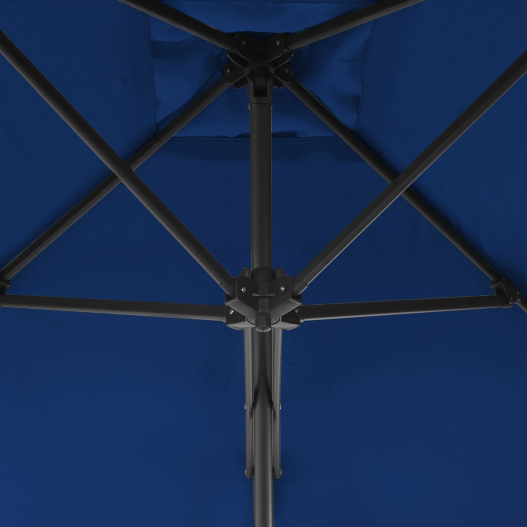 vidaXL Parasol ogrodowy na stalowym słupku, niebieski, 250x250x230 cm