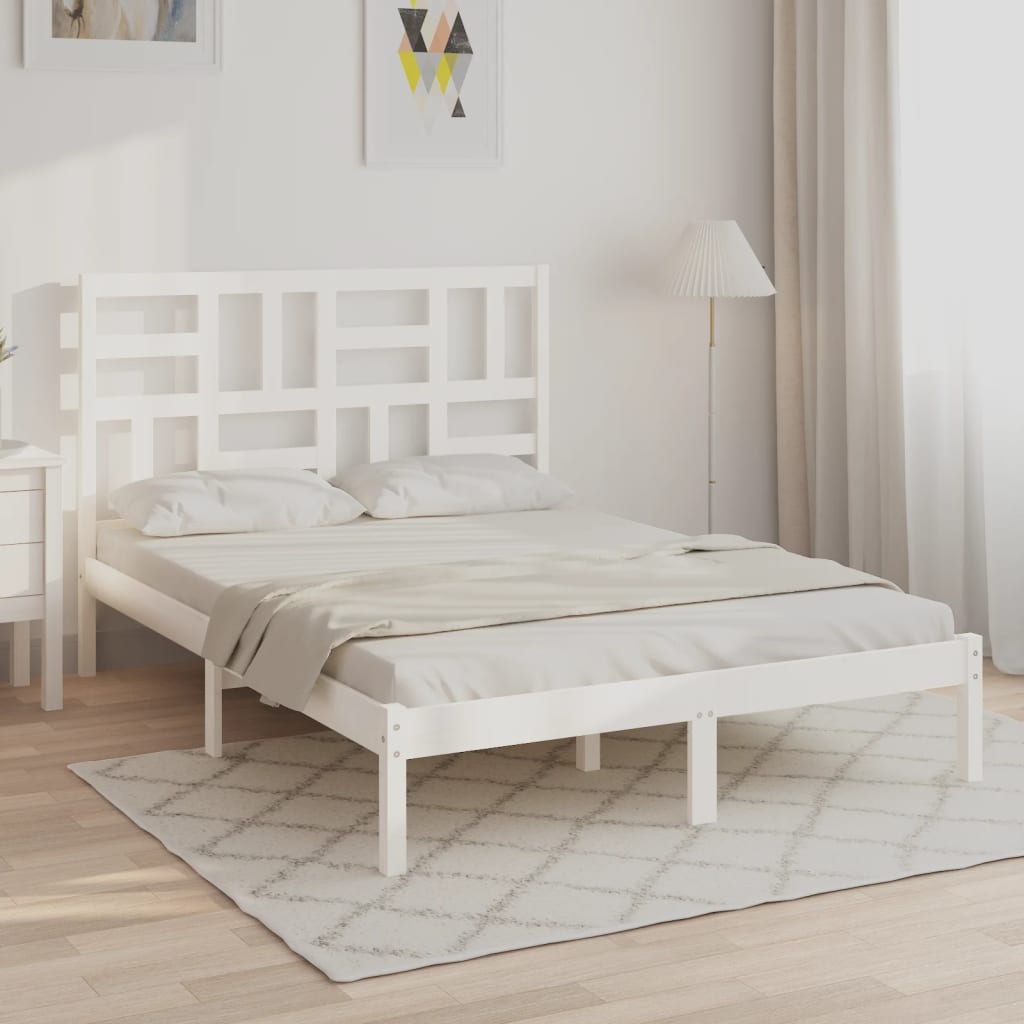 vidaXL Rama łóżka, biała, lite drewno, 160 x 200 cm
