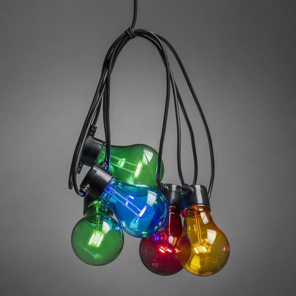 KONSTSMIDE Lampki imprezowe z 10 żarówkami, zestaw startowy, kolorowe
