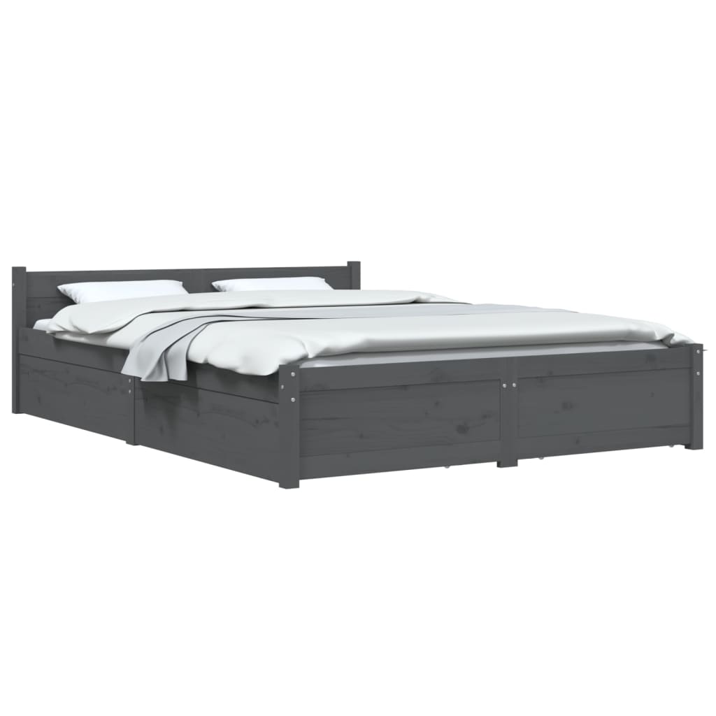 vidaXL Rama łóżka z szufladami, szara, 160x200 cm