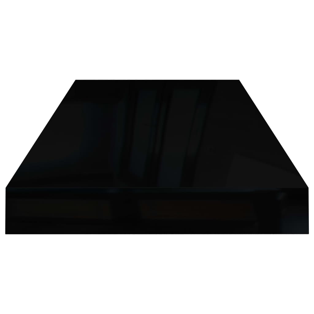 vidaXL Półki ścienne 2 szt., wysoki połysk, czarne, 60x23,5x3,8 cm MDF