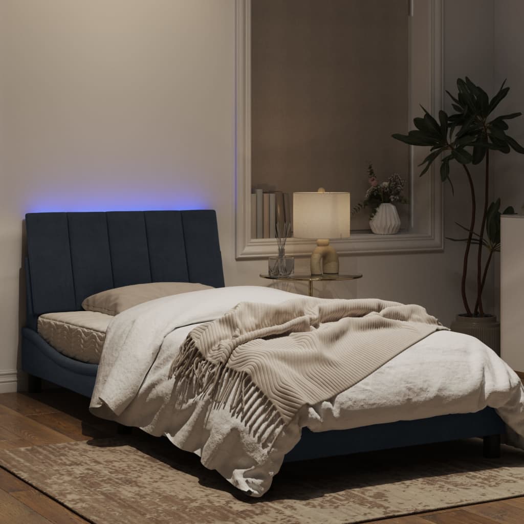 vidaXL Rama łóżka z LED, ciemnoszara, 100x200 cm, aksamitna