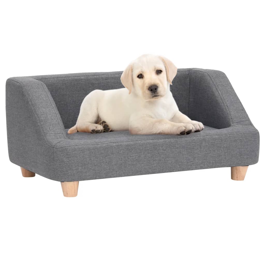 vidaXL Sofa dla psa, szara, 95x63x39 cm, lniana