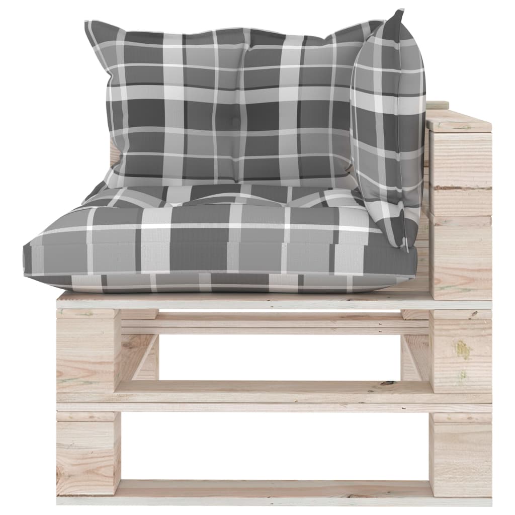 vidaXL Sofa narożna z palet, z poduszkami, drewno sosnowe