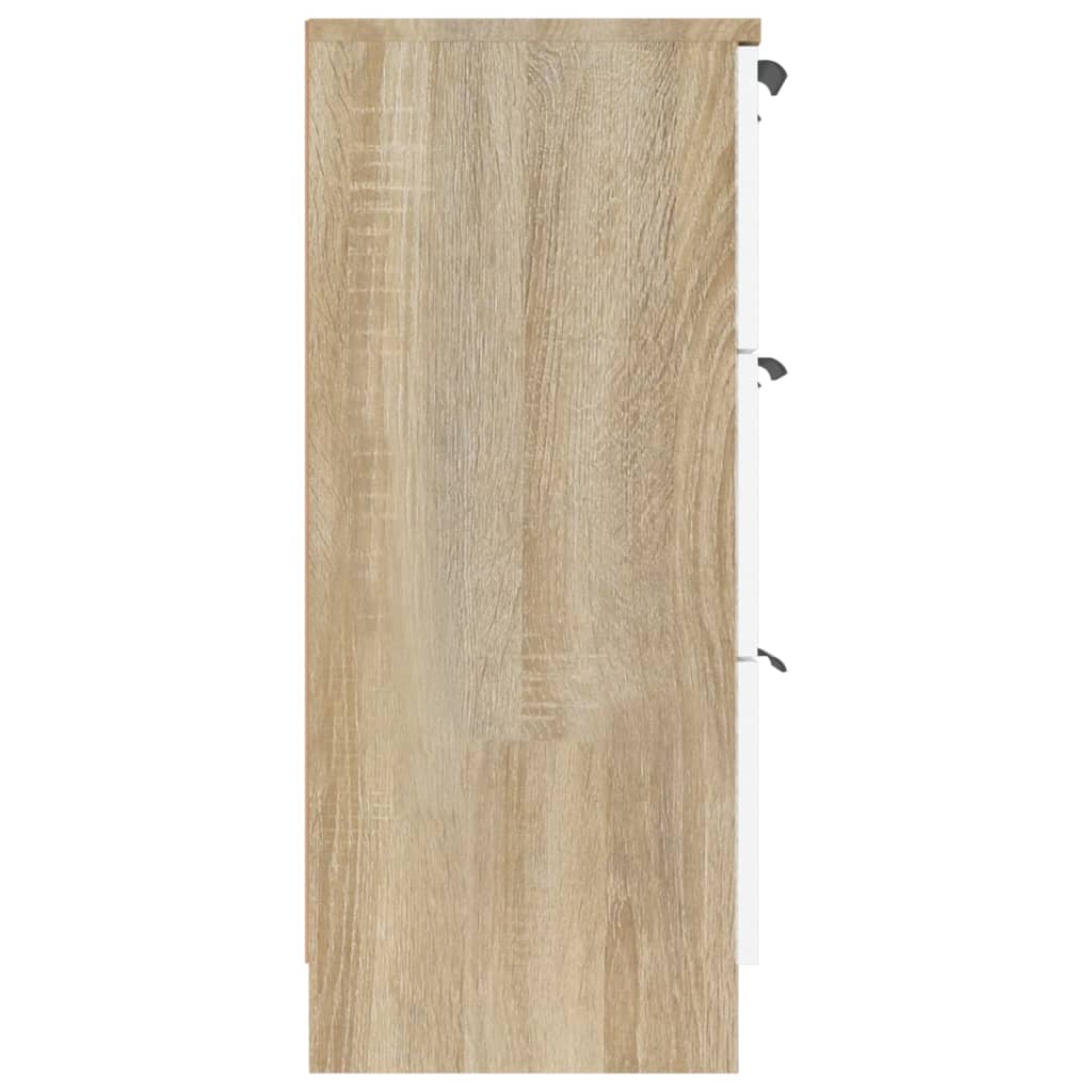 vidaXL Komoda, biel i dąb, 60x30x70 cm, materiał drewnopochodny