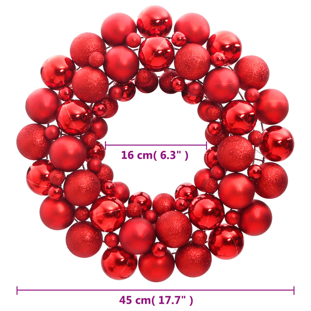 vidaXL Wieniec świąteczny, czerwony, 45 cm, polistyren