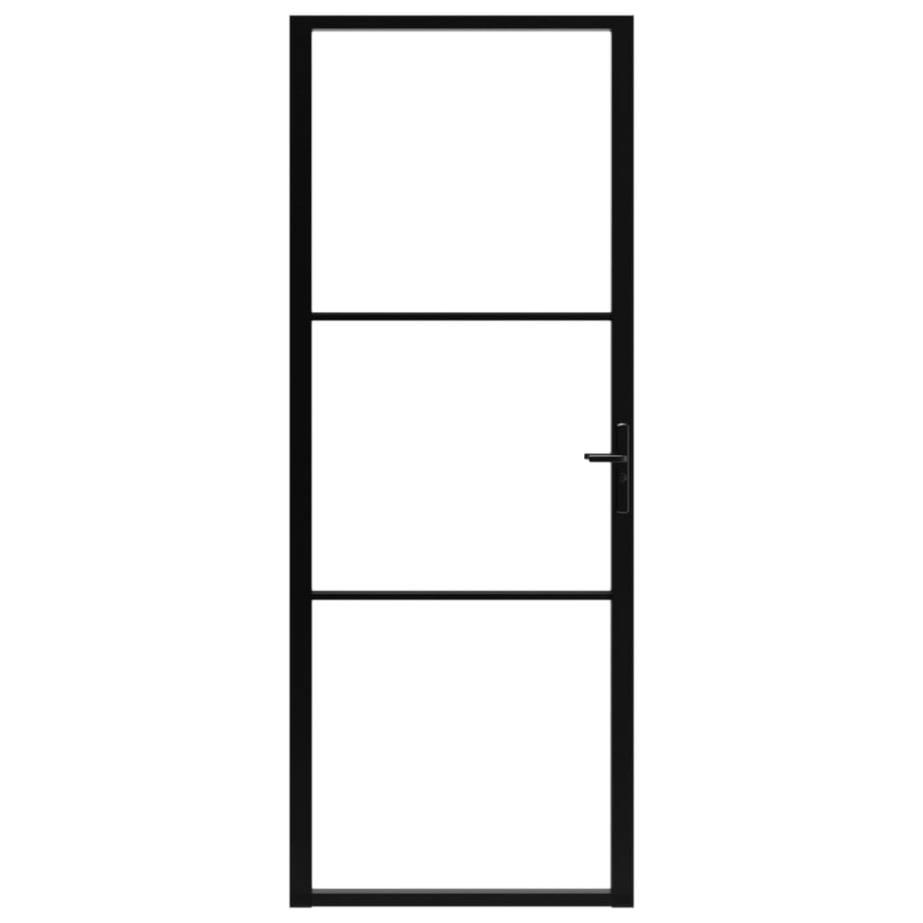 vidaXL Drzwi wewnętrzne, szkło ESG i aluminium, 76x201,5 cm, czarne