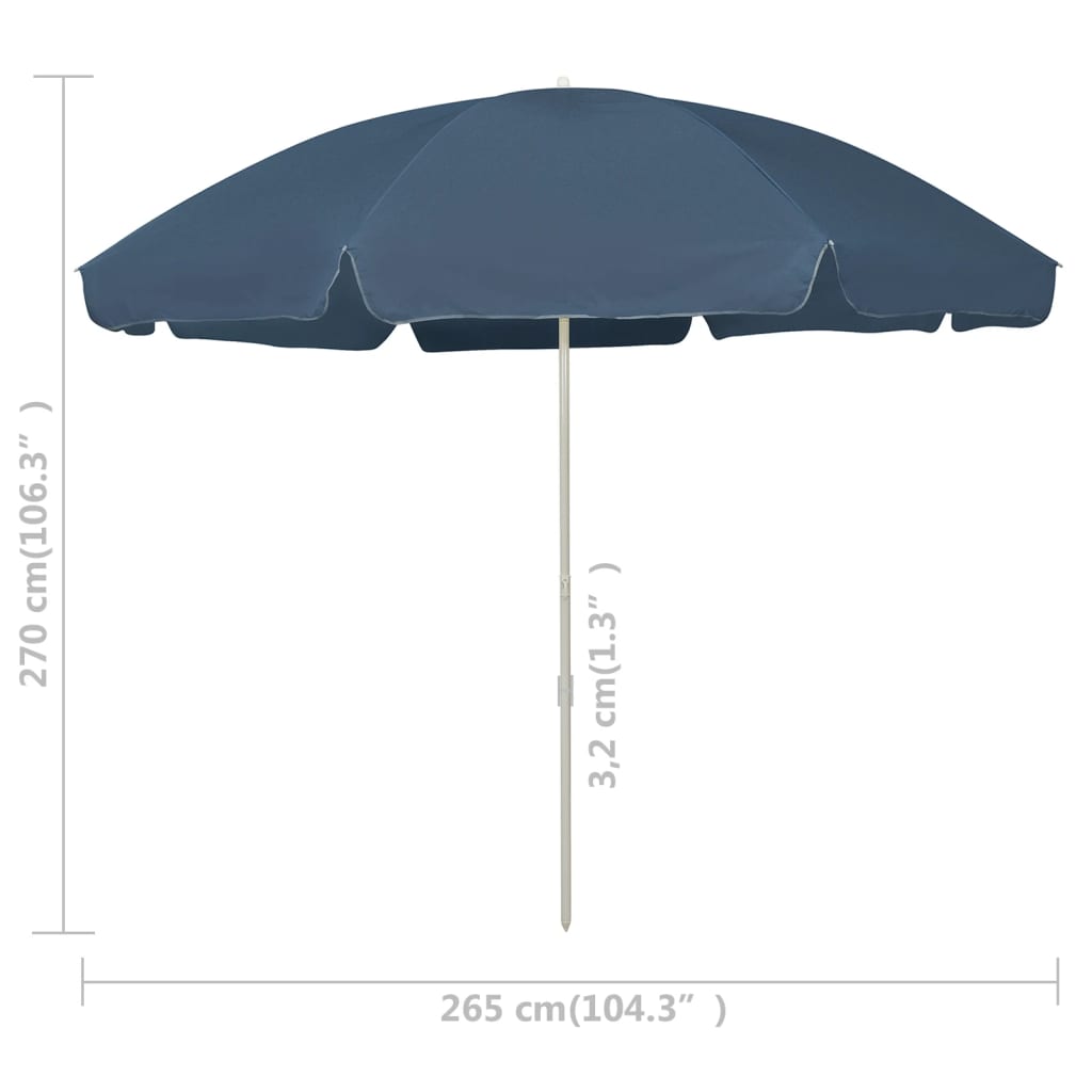 vidaXL Parasol plażowy, niebieski, 300 cm