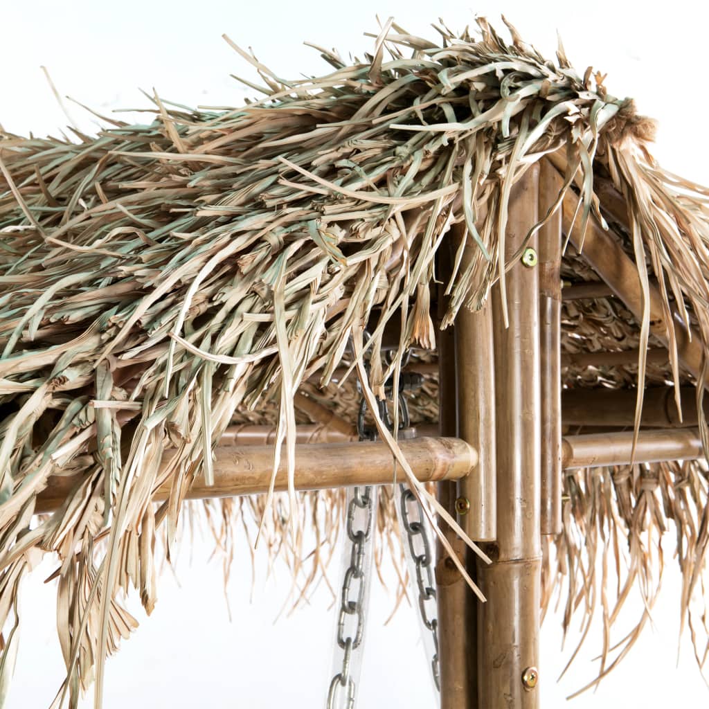 vidaXL 2-osobowa huśtawka ogrodowa z bambusa i liści palmy, 202 cm