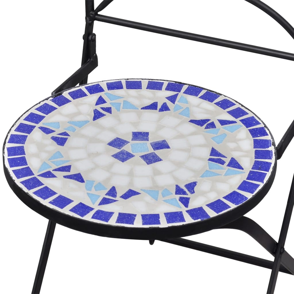 vidaXL 3-cz. mozaikowy zestaw mebli bistro, niebiesko-biały, ceramika