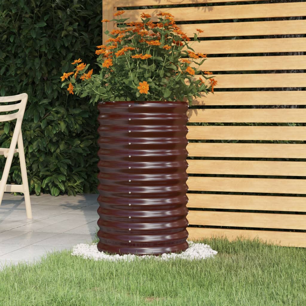 vidaXL Donica ogrodowa z malowanej proszkowo stali, 40x40x68 cm, brąz