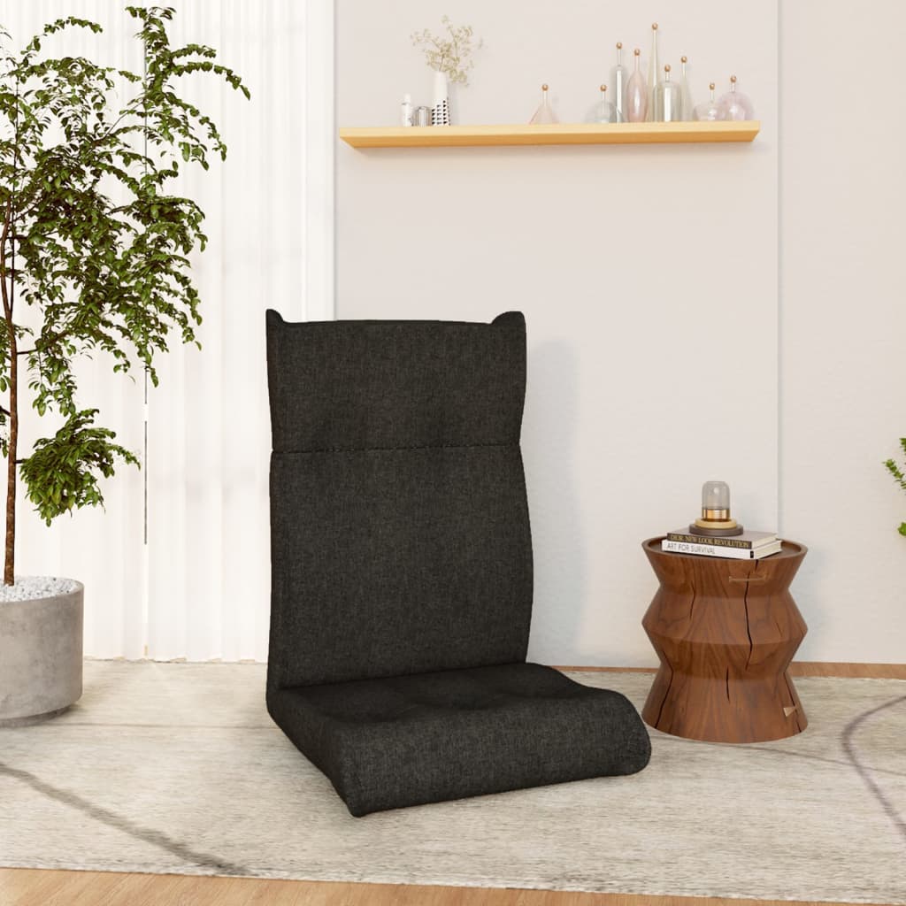 vidaXL Składane krzesło podłogowe, czarne, obite tkaniną