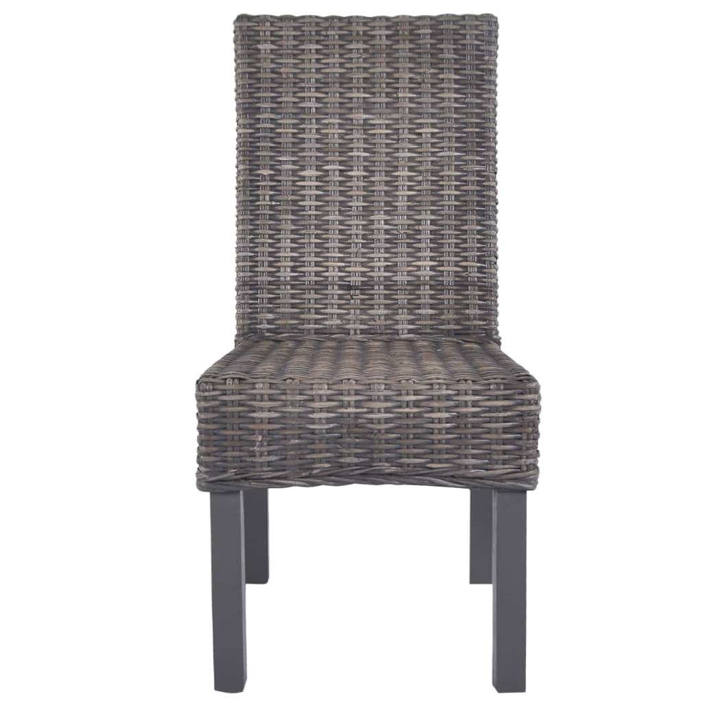 vidaXL Krzesła stołowe, 4 szt., brązowe, rattan Kubu i drewno mango