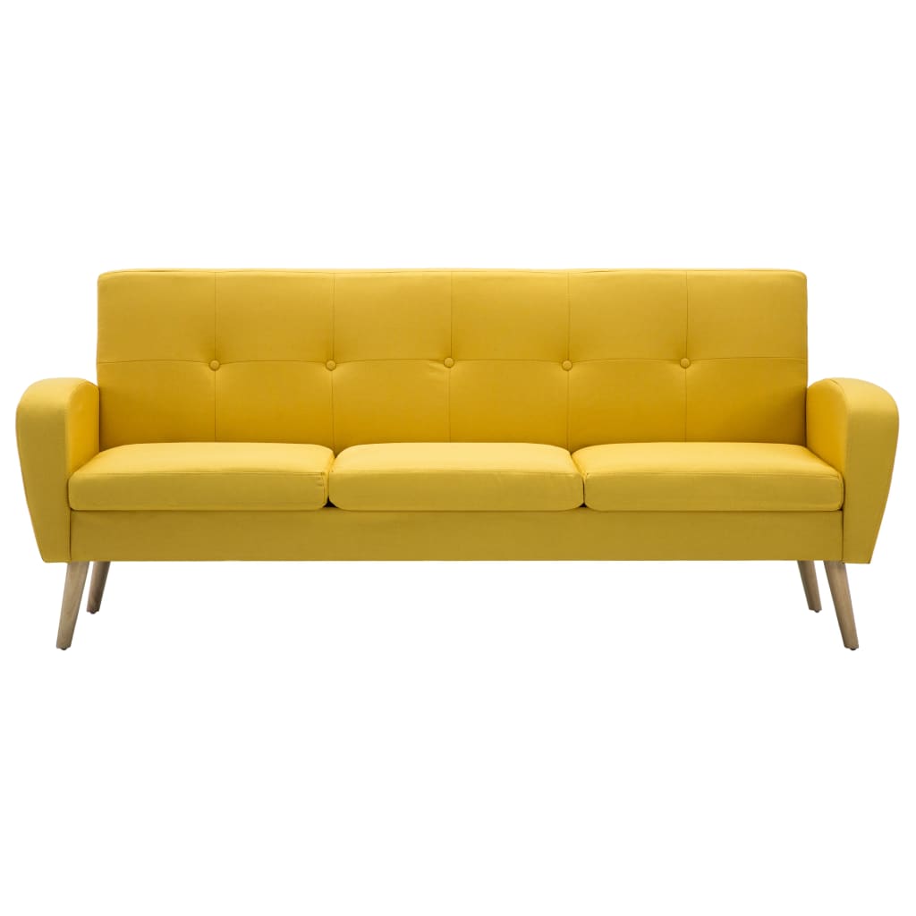 vidaXL 3-osobowa sofa tapicerowana tkaniną, żółta