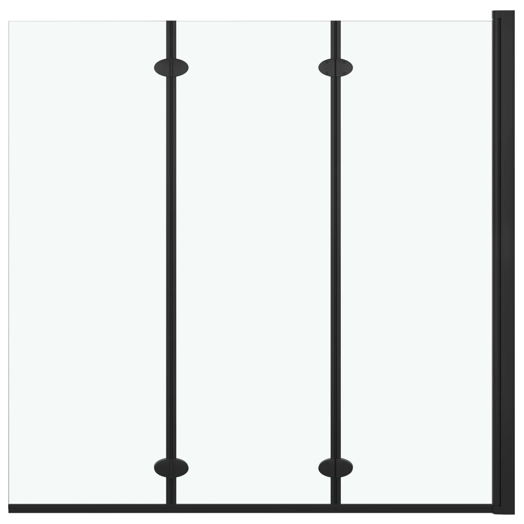 vidaXL Składany parawan nawannowy, 3 panele, ESG, 130x138 cm, czarny