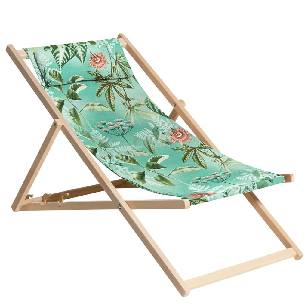 Madison Drewniany leżak plażowy Mauel, 55x90x87 cm, niebieski