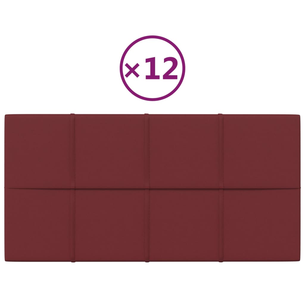 vidaXL Panele ścienne, 12 szt, kolor wina, 60x30 cm, tkanina, 2,16 m²
