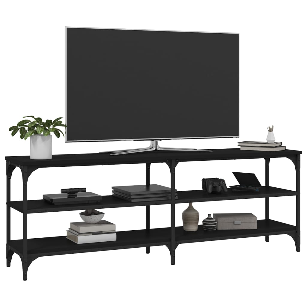 vidaXL Szafka pod TV, czarna, 140x30x50 cm, materiał drewnopochodny
