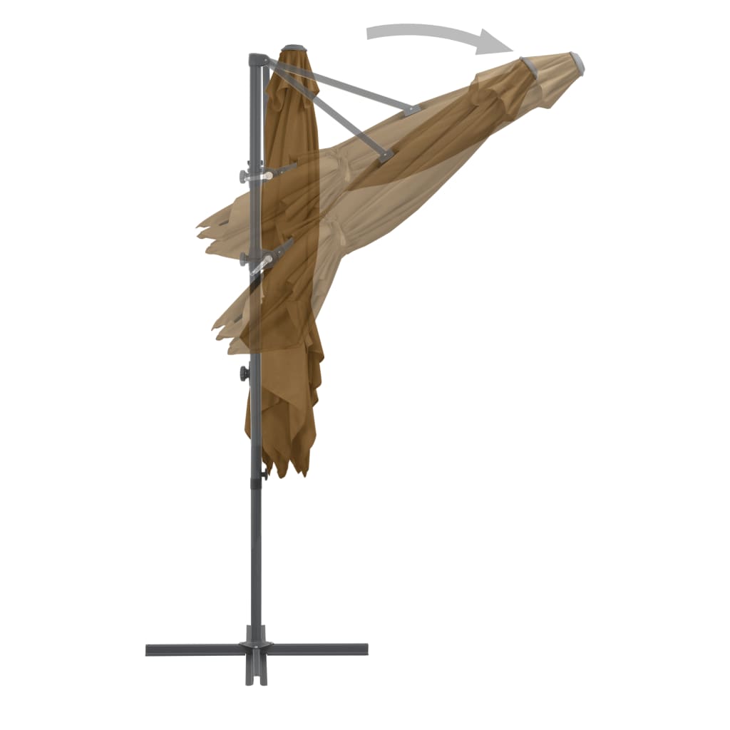 vidaXL Parasol wiszący ze stalowym słupkiem, 250 x 250 cm, taupe
