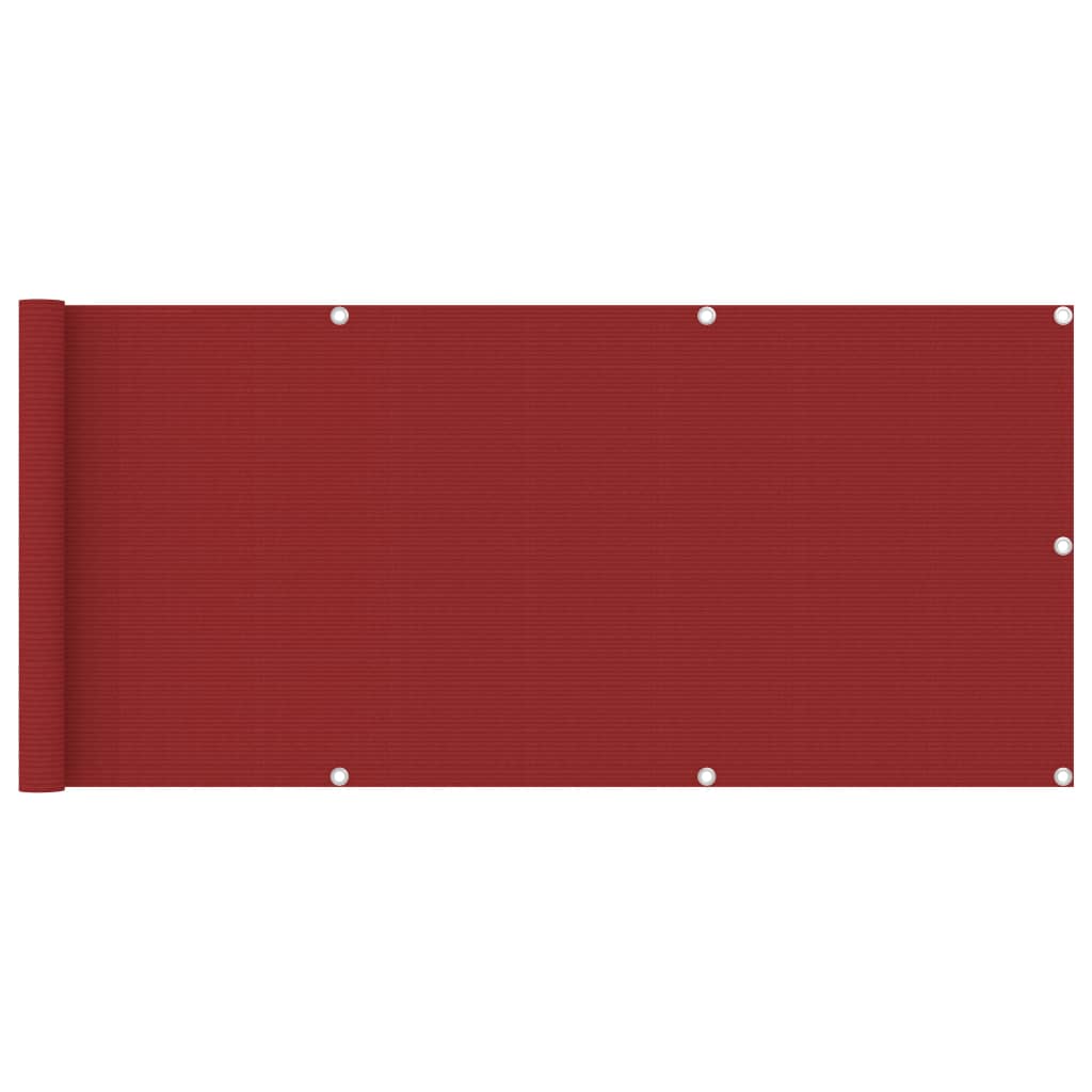 vidaXL Parawan balkonowy, czerwony, 75x400 cm, HDPE