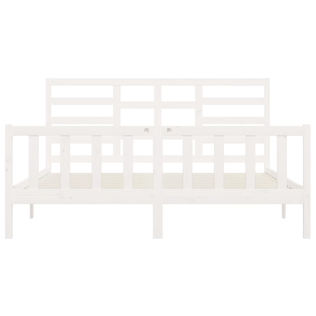 vidaXL Rama łóżka, biała, lite drewno, 180x200 cm