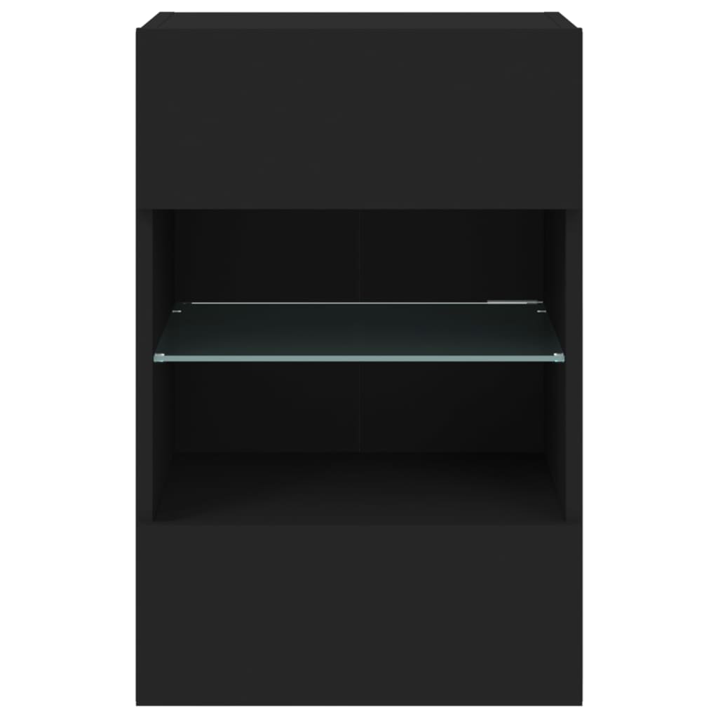 vidaXL Ścienna szafka TV z LED, czarna, 40x30x60,5 cm