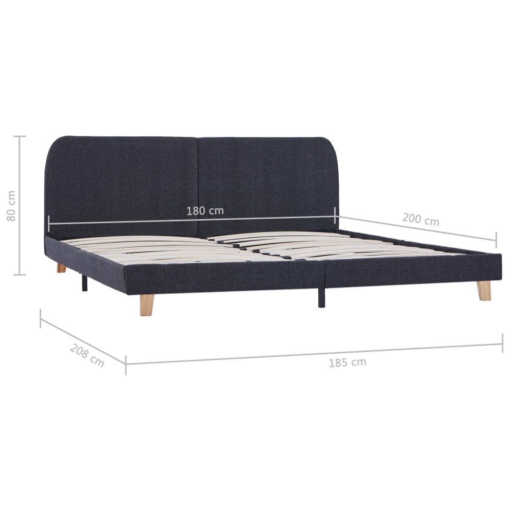 vidaXL Rama łóżka, ciemnoszara, tapicerowana tkaniną, 180 x 200 cm
