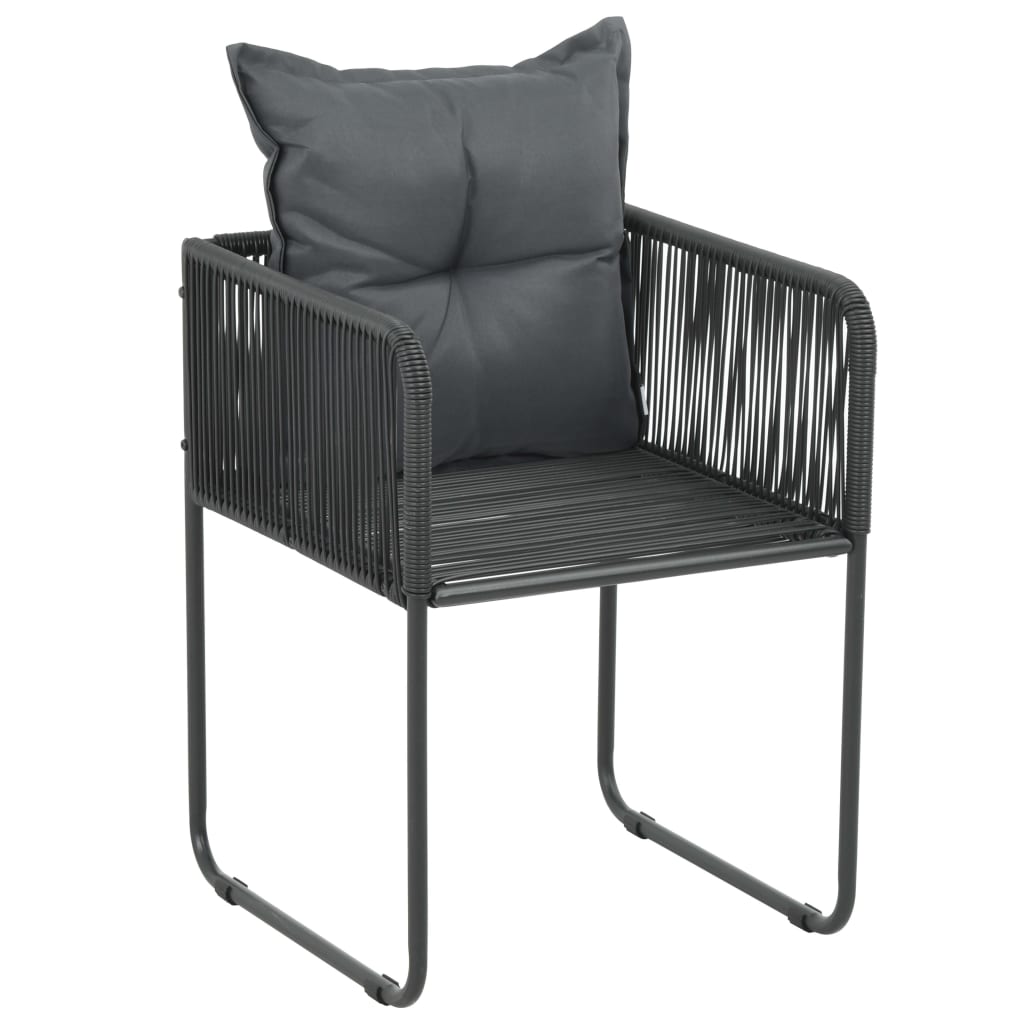 vidaXL Krzesła ogrodowe z poduszkami, 4 szt., polirattan, czarne