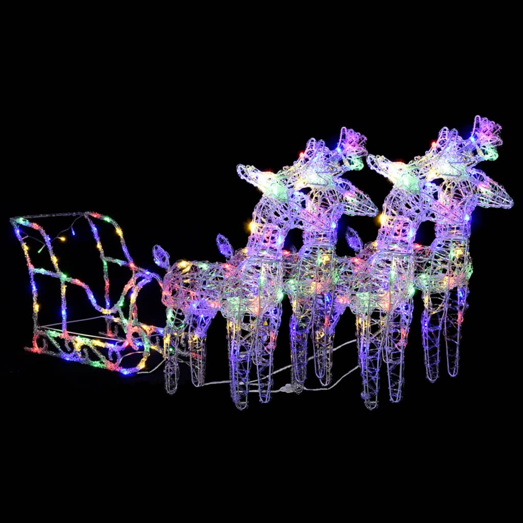 vidaXL Dekoracja świąteczna – renifery z saniami, 240 LED, akrylowa