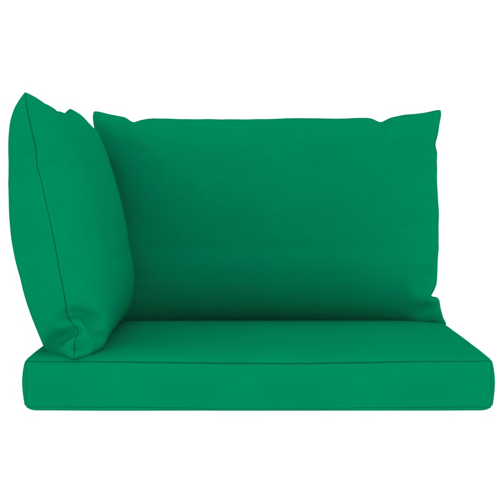 vidaXL Ogrodowa sofa 2-os. z palet, z zielonymi poduszkami, sosna