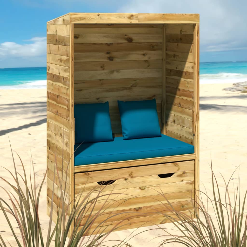 vidaXL Kosz plażowy z szufladą, 112x60x168 cm, lite drewno sosnowe