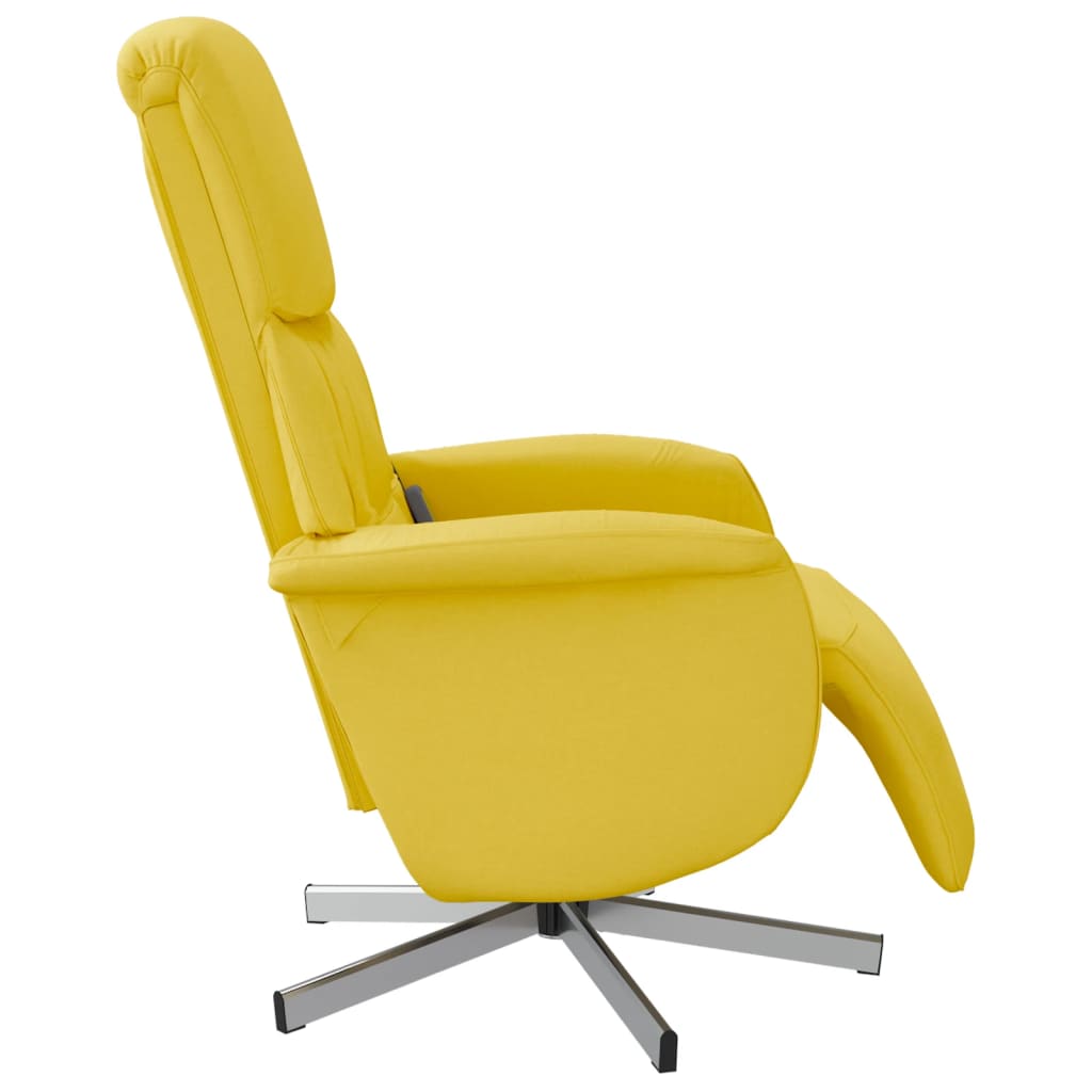 vidaXL Rozkładany fotel masujący z podnóżkiem, jasnożółty, tkanina