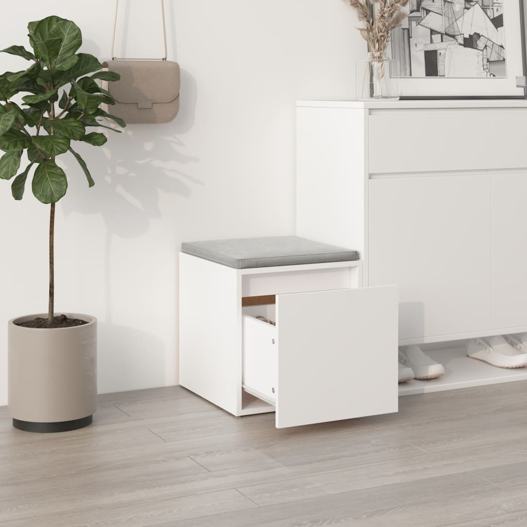 vidaXL Puf z szufladą, biały, 40,5x40x40 cm, materiał drewnopochodny