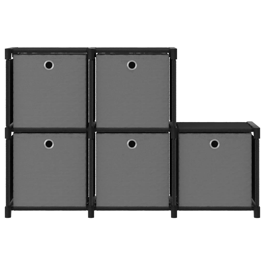 vidaXL Regał z 5 przegrodami, pudełka, czarny, 103x30x72,5 cm, tkanina