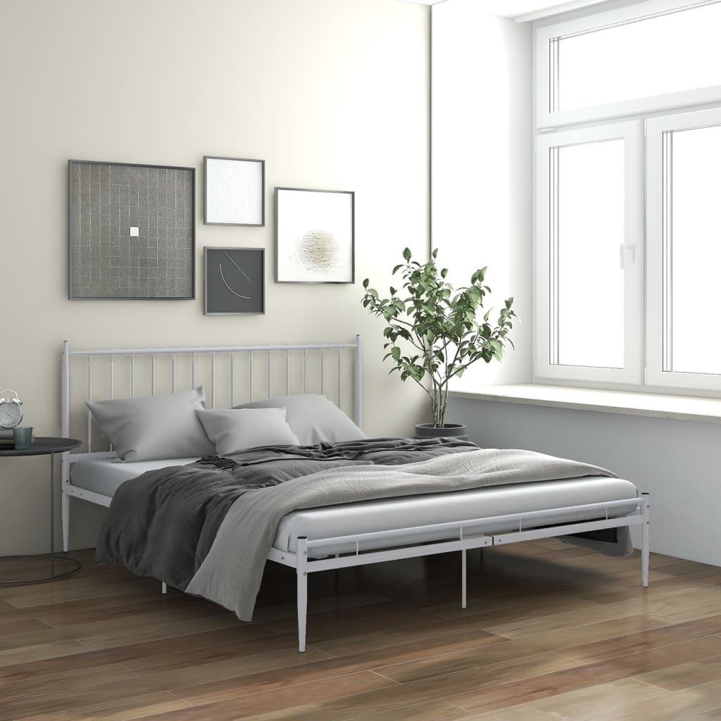 vidaXL Rama łóżka, biała, metalowa, 180 x 200 cm