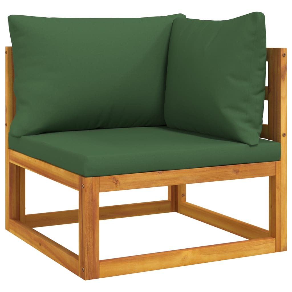 vidaXL 12-cz. zestaw wypoczynkowy do ogrodu, zielone poduszki, drewno