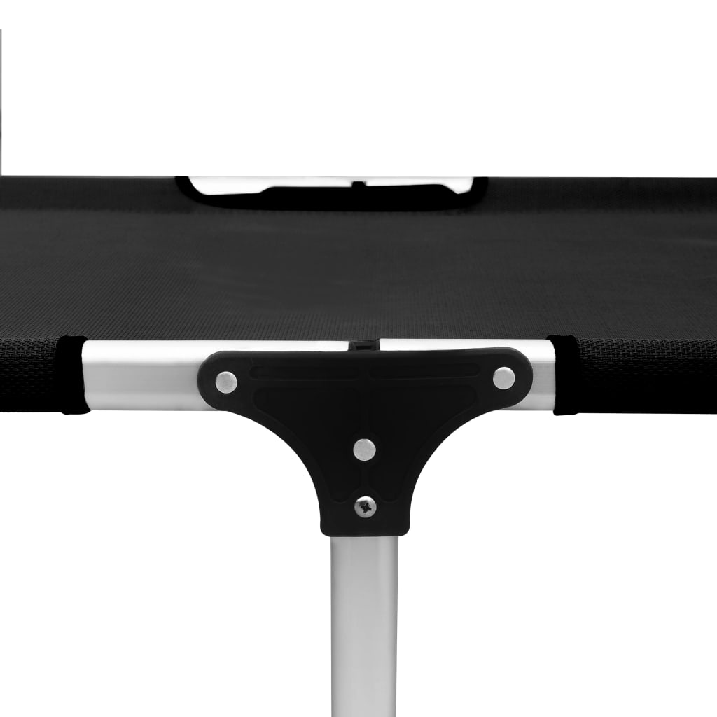 vidaXL Wysoki leżak dla seniora, składany, czarny, aluminiowy